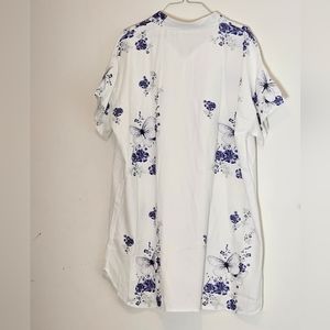 Pink White Butterfly Button Down Shirt main image 0
